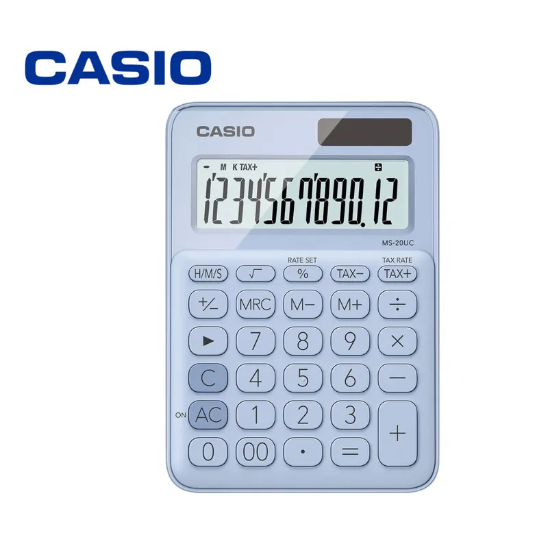 CALCULATRICE DE BUREAU 12 CHIFFRES CASIO BLEU CLAIR MS-20UC-LB