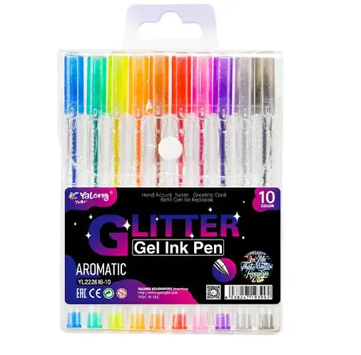 POCHETTE DE 10 STYLOS GEL GLITTER YALONG