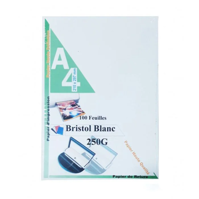 RAME PAGE DE GARDE BRISTOL A4 250G 100F BLANC