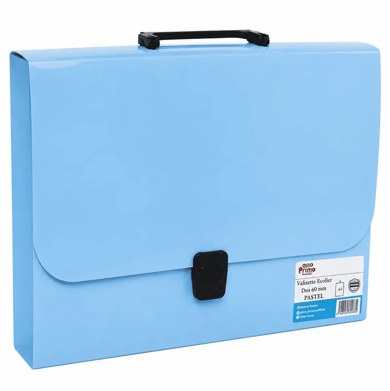 VALISE DE CLASSEMENT ECOLIER DOS 60 MM BLEU PASTEL