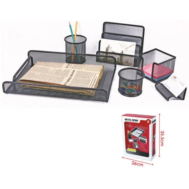 GARNITURE DE BUREAU 6 PIECES METAL NOIR