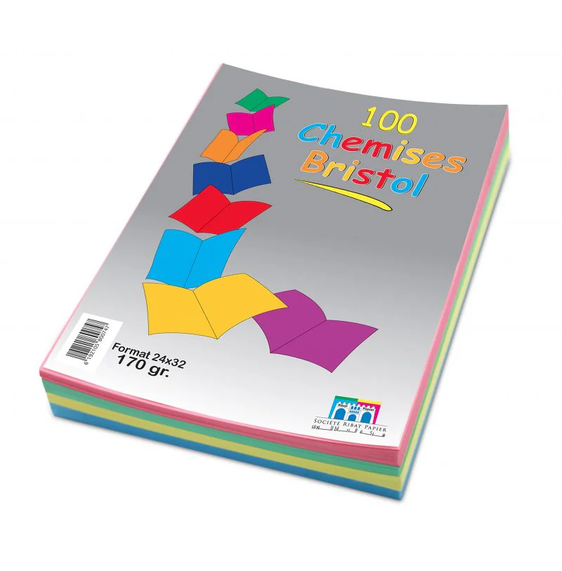 CHEMISE BRISTOL COULEURS PASTEL ASSORTIES 170G PAQUET DE 100