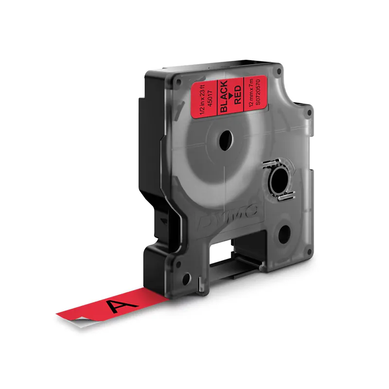 RUBAN POUR ÉTIQUETEUSE NOIR SUR ROUGE DYMO 12 MM X 7 M