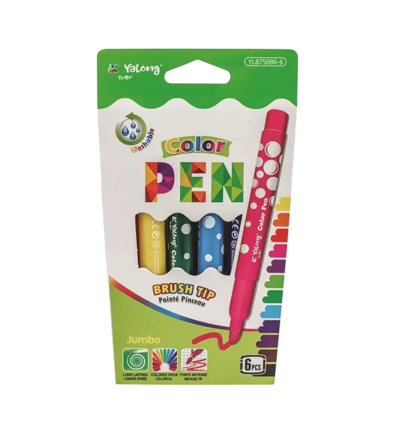 FEUTRES JUMBO YALONG POCHETTE 6 COULEURS 