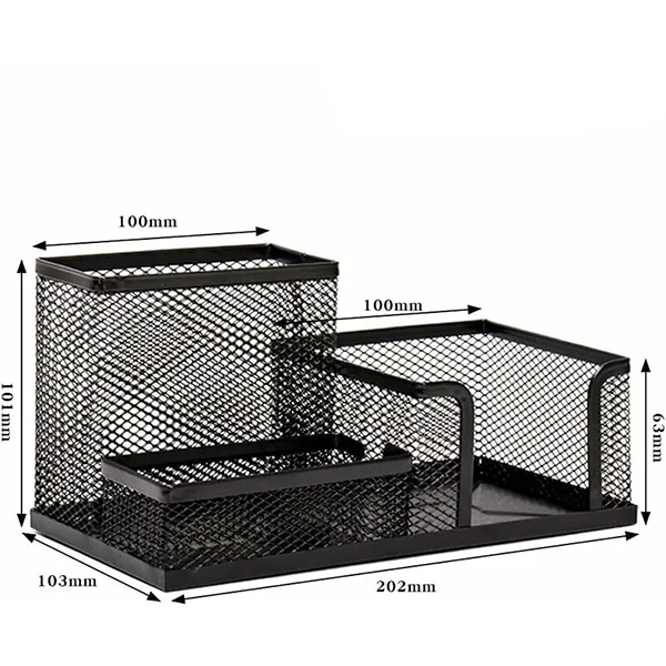 ORGANISATEUR DE BUREAU METAL 3 COMPARTIMENTS NOIR - Vue 3