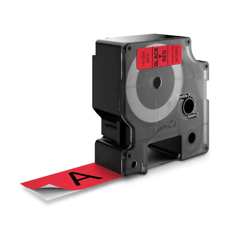 RUBAN POUR ÉTIQUETEUSE NOIR SUR ROUGE DYMO 24 MM X 7 M