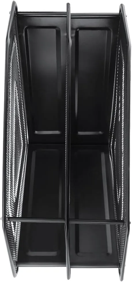 PORTE REVUE METAL 2 COMPARTIMENTS NOIR - Vue 3