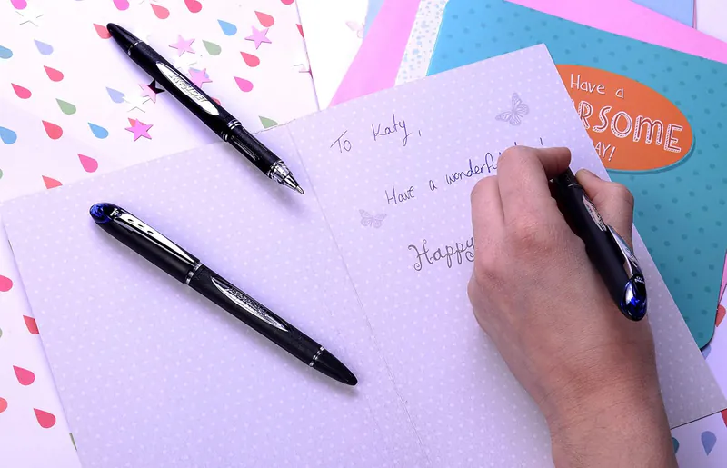 STYLO ROLLER-GEL UNI-BALL JETSTREAM SX-210 1MM BLEU - Vue 3