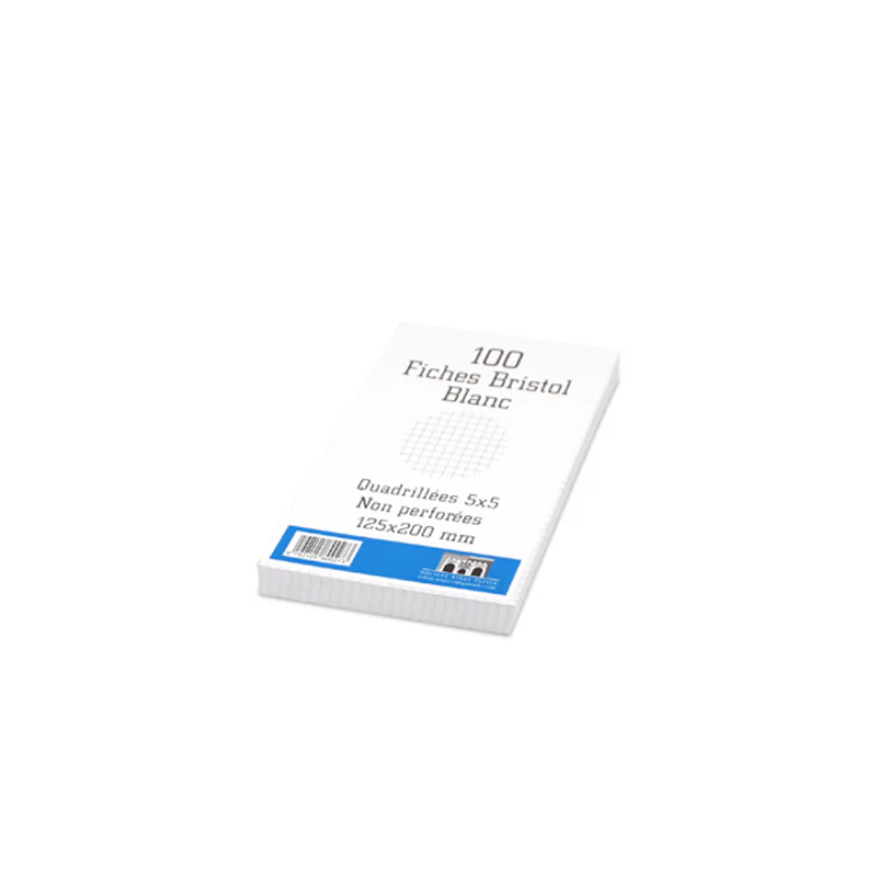 FICHE BRISTOL BLANC A5 PETIT MODELE
