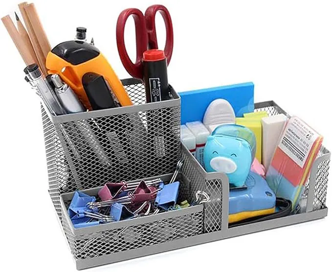 ORGANISATEUR DE BUREAU METAL 3 COMPARTIMENTS GRIS - Vue 2