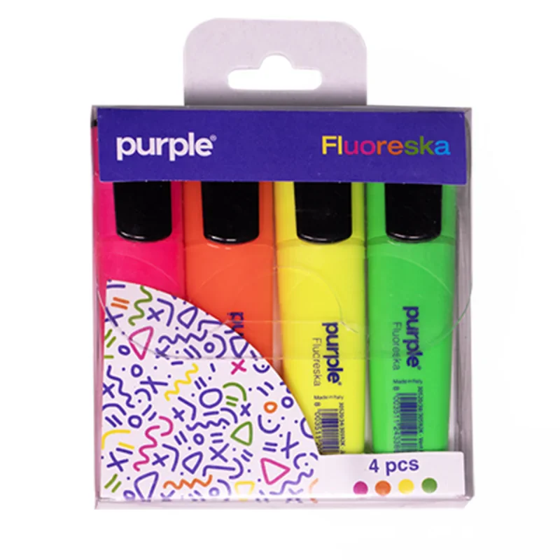 POCHETTE DE 4 SURLIGNEURS FLUO PURPLE ASSORTIS
