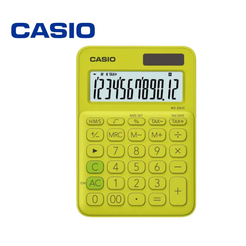 CALCULATRICE DE BUREAU 12 CHIFFRES CASIO VERT CITRON MS-20UC-WE