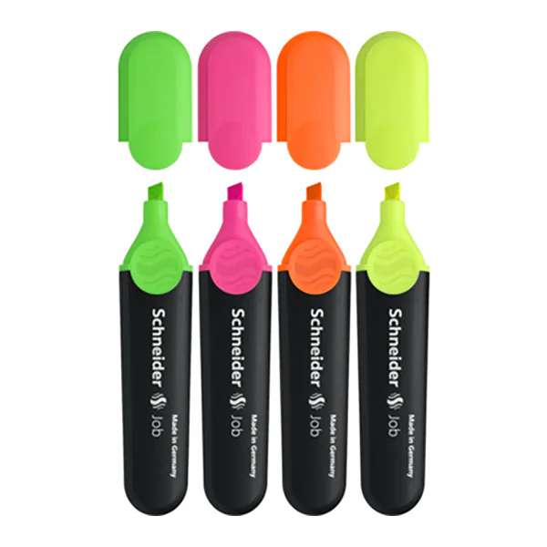 POCHETTE DE 4 SURLIGNEURS SCHNEIDER FLUO JOB 150 ASSORTIS