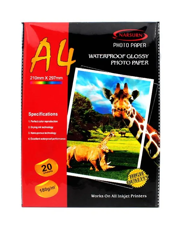 PAPIER PHOTO 180GR BRILLANT NARSURN PQT20