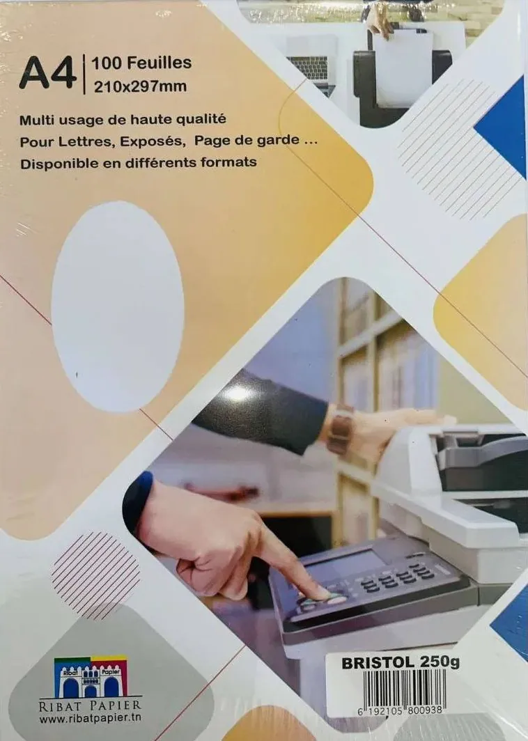RAME PAGE DE GARDE BRISTOL A4 250G 100F BLANC