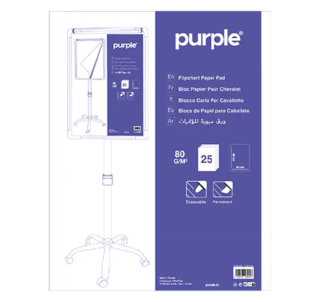 RECHARGE PAPIER FLIP CHART 25 FEUILLES 80 GR PURPLE ESSENTIAL