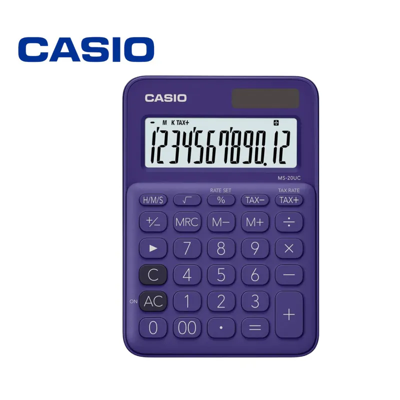 CALCULATRICE DE BUREAU 12 CHIFFRES CASIO VIOLET MS-20UC-PL