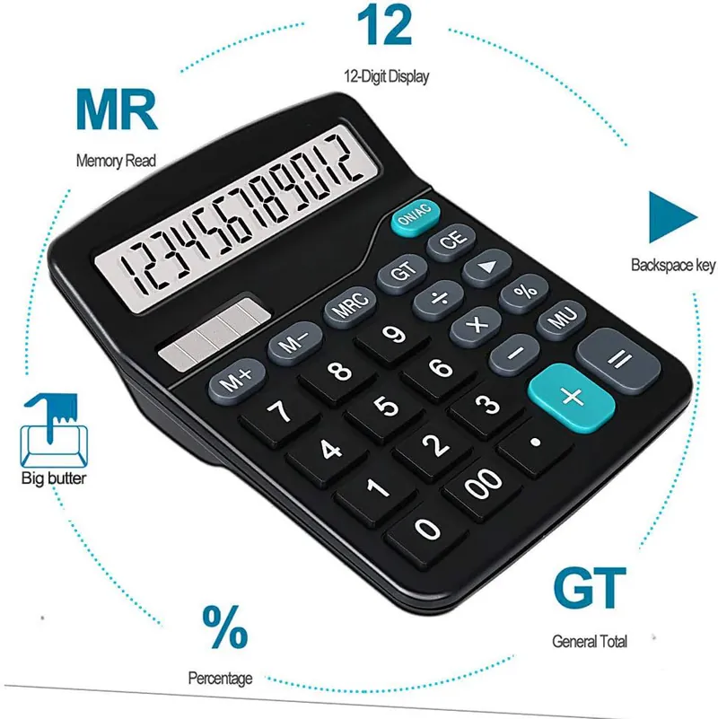 CALCULATRICE DE BUREAU 12 CHIFFRES DEXIN KK-837-12S - Vue 3