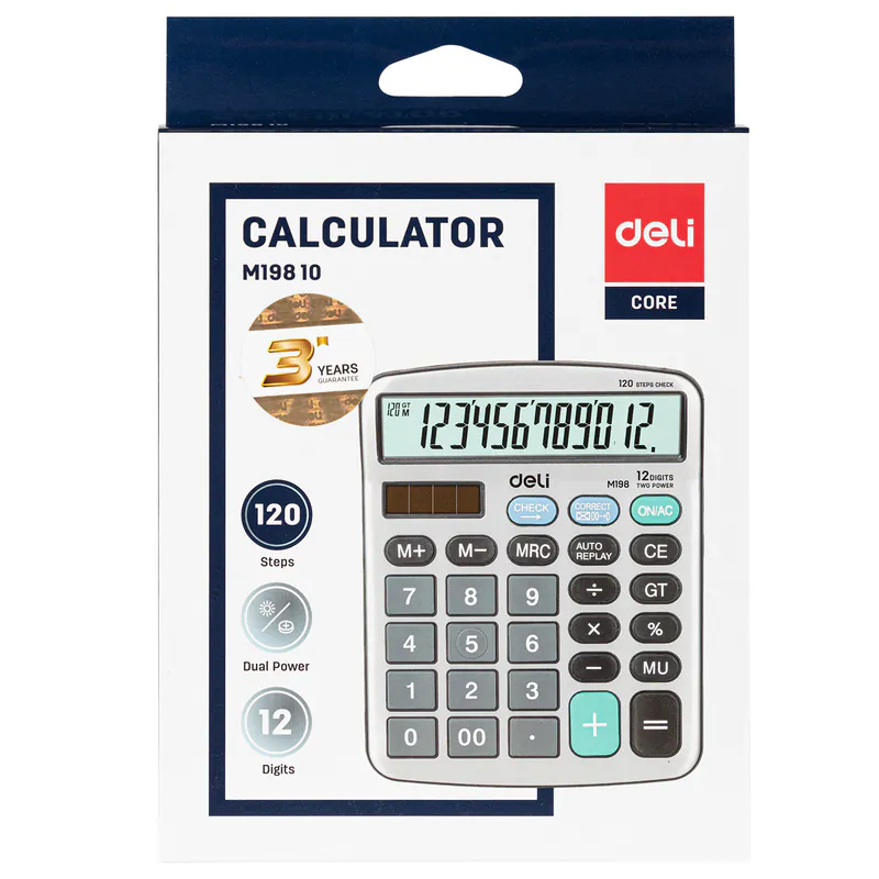 CALCULATRICE DE BUREAU 12 CHIFFRES DELI ARGENT M19810 - Vue 2
