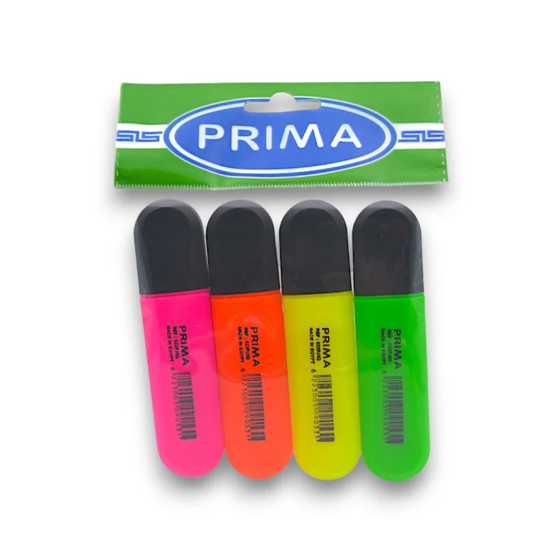 POCHETTE DE 4 SURLIGNEURS FLUO PRIMA ASSORTIS