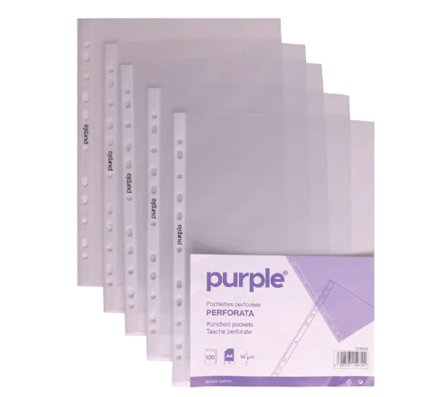 PAQUET DE 50 POCHETTES PERFORÉES 80 MICRONS PURPLE