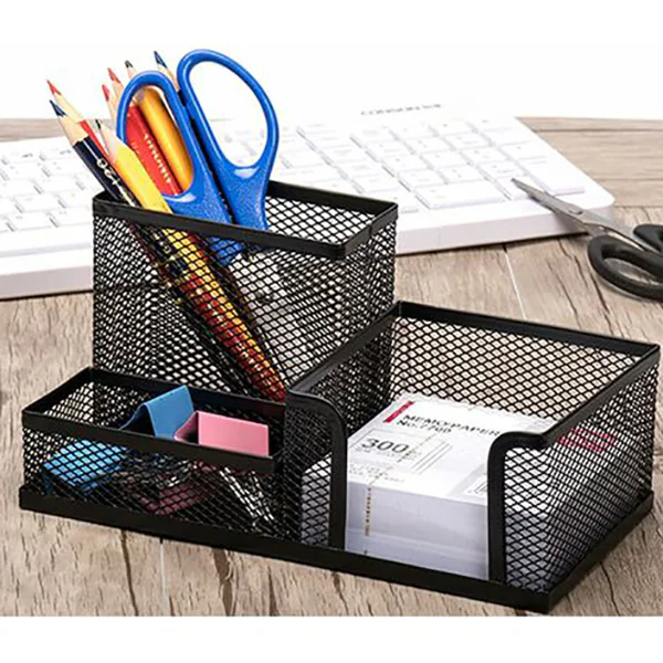 ORGANISATEUR DE BUREAU METAL 3 COMPARTIMENTS NOIR - Vue 2