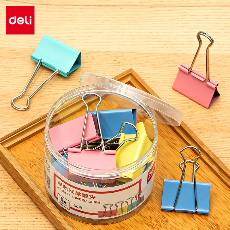 BINDER CLIP 51MM  PAQUET DE 12 COULEUR ASSORTIS DELI - Vue 2