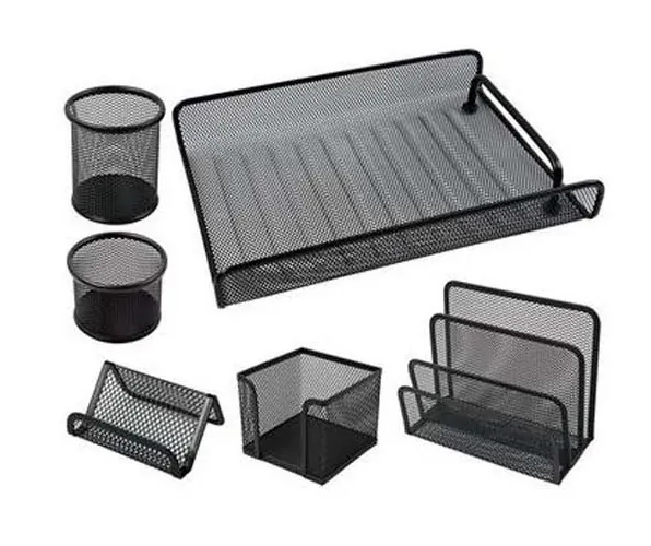 GARNITURE DE BUREAU 6 PIECES METAL NOIR