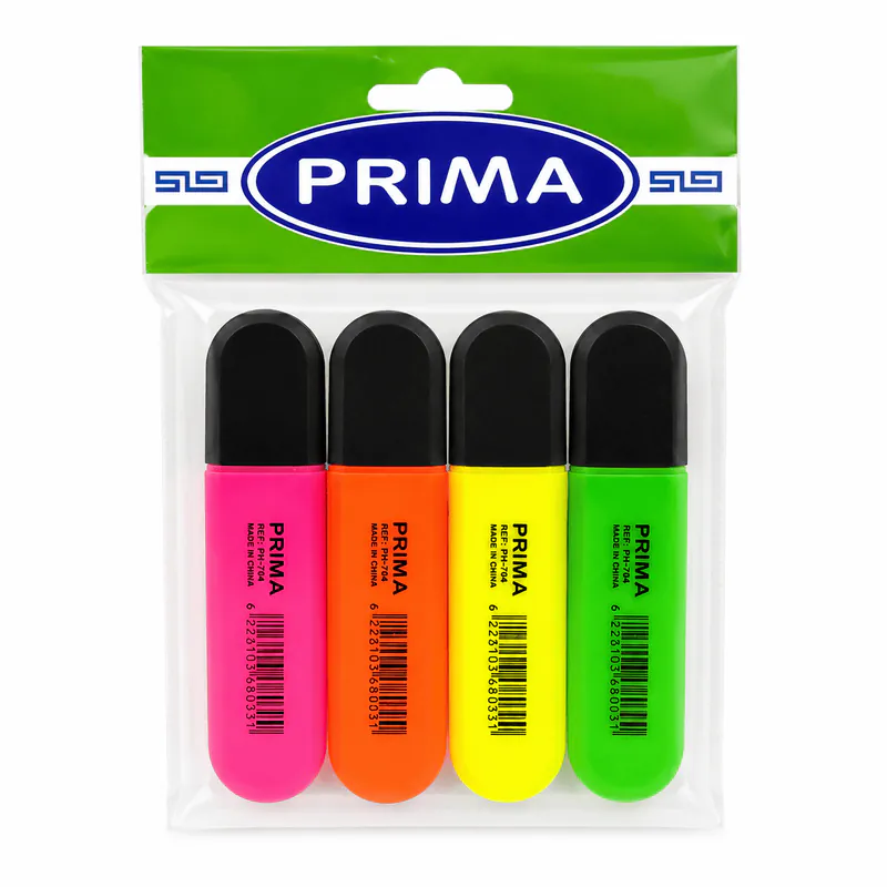 POCHETTE DE 4 SURLIGNEURS FLUO PRIMA 