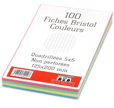 FICHE BRISTOL COULEUR A5 PM