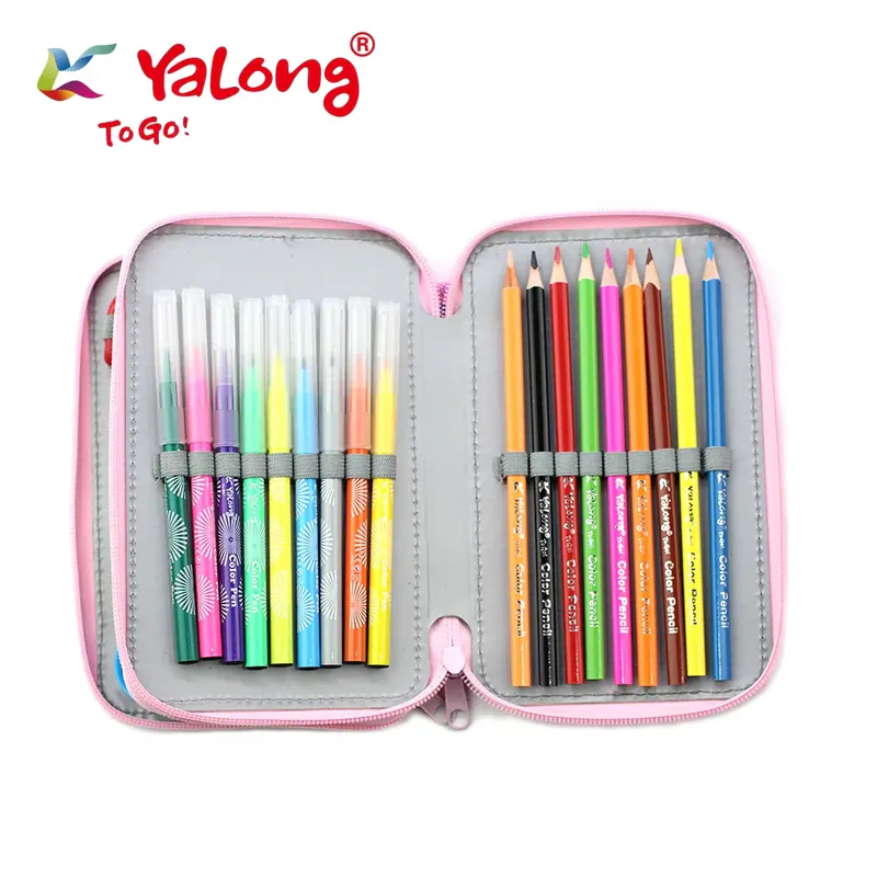 TROUSSE SCOLAIRE 2 COMPARTIMENTS 25 PIÈCES YALONG VERT - Vue 3