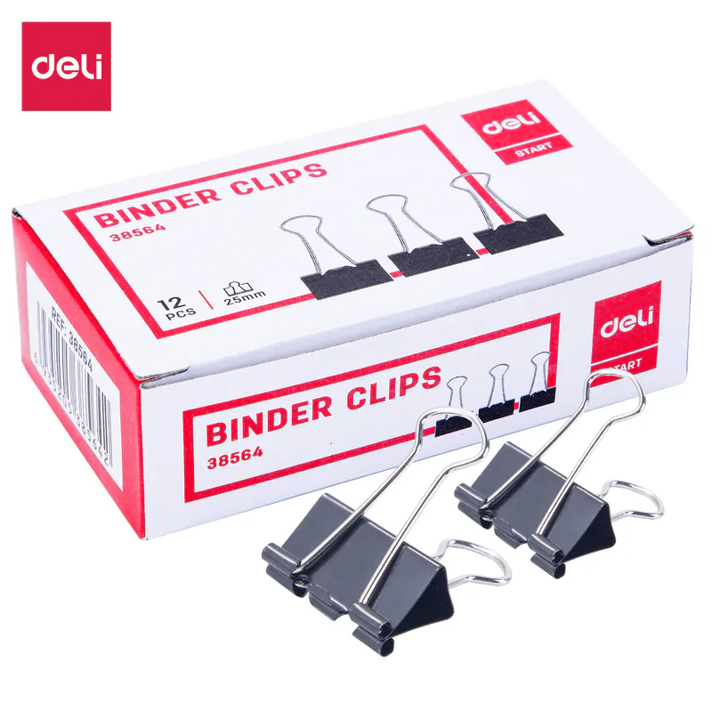 BINDER CLIPS 25MM DELI PQT 12