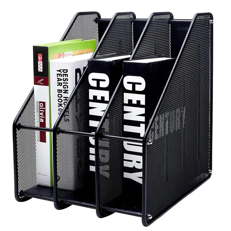 PORTE REVUE METAL 3 COMPARTIMENTS NOIR - Vue 3