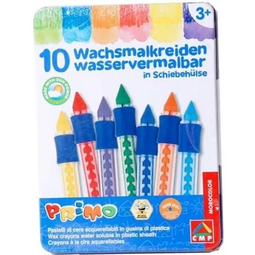 COFFRET DE 10 CRAYONS DE CIRE PRIMO EN BOÎTE MÉTALLIQUE