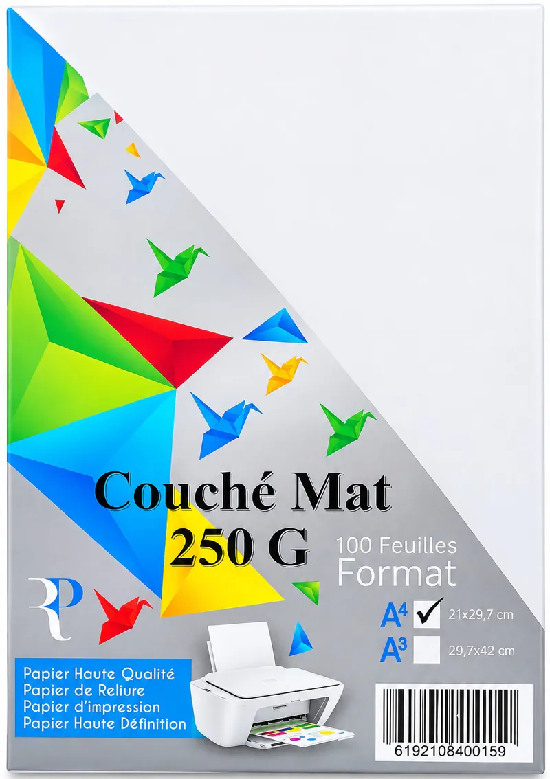 PAGE DE GARDE COUCHE MAT A4 250G 100F BLANC 