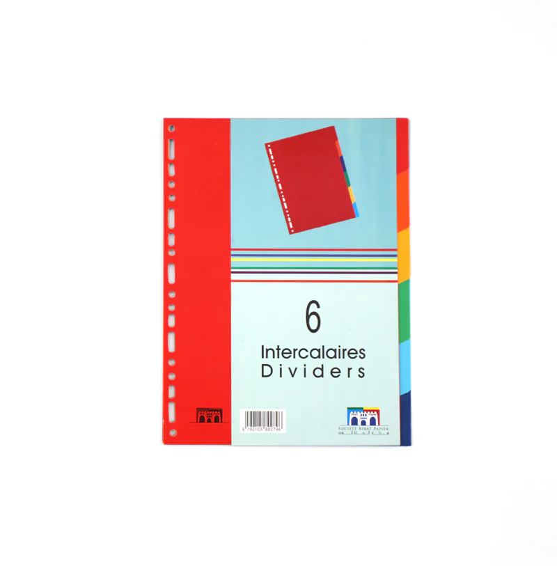 JEU INTERCALAIRES A4 CARTONNEES 6 POSITIONS RIBAT
