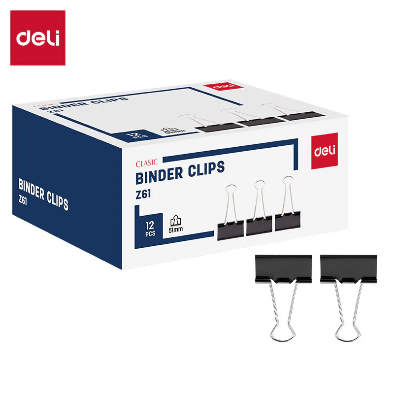 BINDER CLIP 51MM  PAQUET DE 12 NOIR DELI