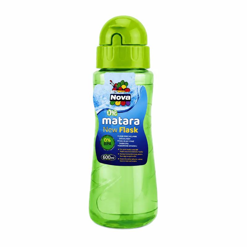 BOUTEILLE D'EAU AVEC PAILLE NOVACOLOR 500 ML VERT