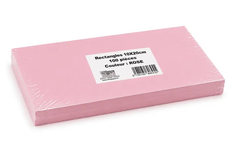 FICHE MÉTAPLAN RECTANGULAIRE 10*20 CM PQT 100 ROSE