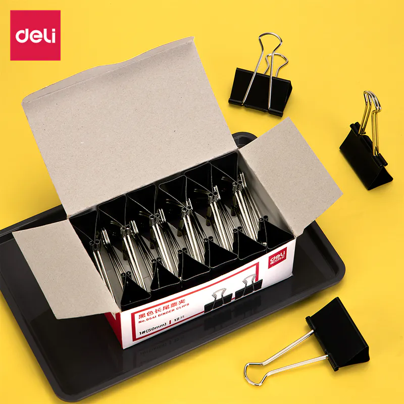 BINDER CLIP 51MM  PAQUET DE 12 NOIR DELI