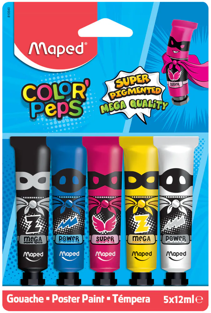 PQT DE 5 TUBES DE PEINTURE GOUACHE MAPED COLOR’PEPS