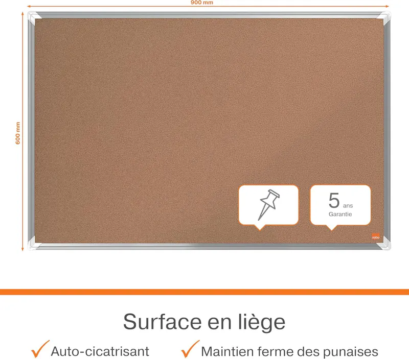 TABLEAU D'AFFICHAGE LIÈGE CADRE ALUMINIUM 60*90 CM NOBO - Vue 2