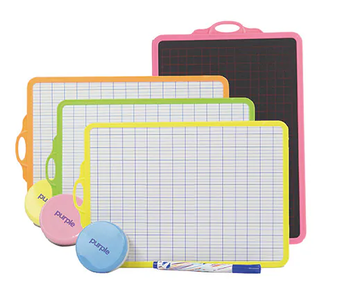 ARDOISE SCOLAIRE 2 EN 1 AVEC MARQUEUR ET EFFACETTE PURPLE