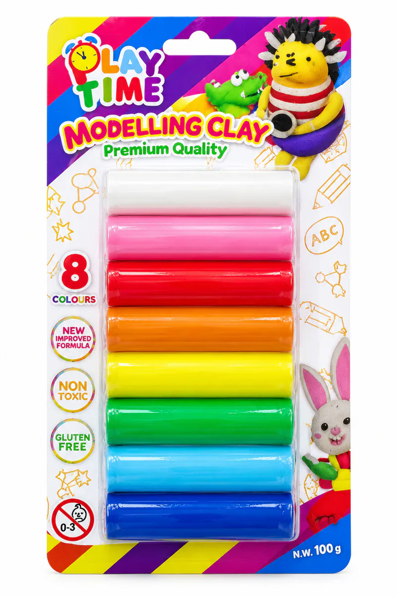 PATE A MODELER COULEURS 100GR PQT 8